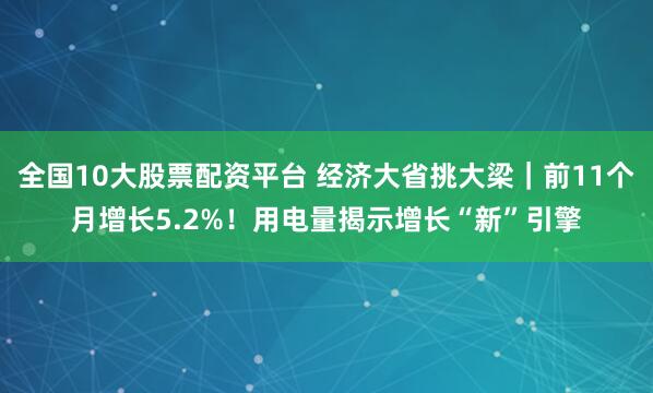 全国10大股票配资平台 经济大省挑大梁｜前11个月增长5.2%！用电量揭示增长“新”引擎