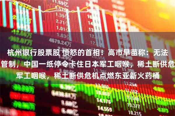 杭州银行股票股 愤怒的首相！高市早苗称：无法容许中国对日本出口管制，中国一纸停令卡住日本军工咽喉，稀土断供危机点燃东亚新火药桶